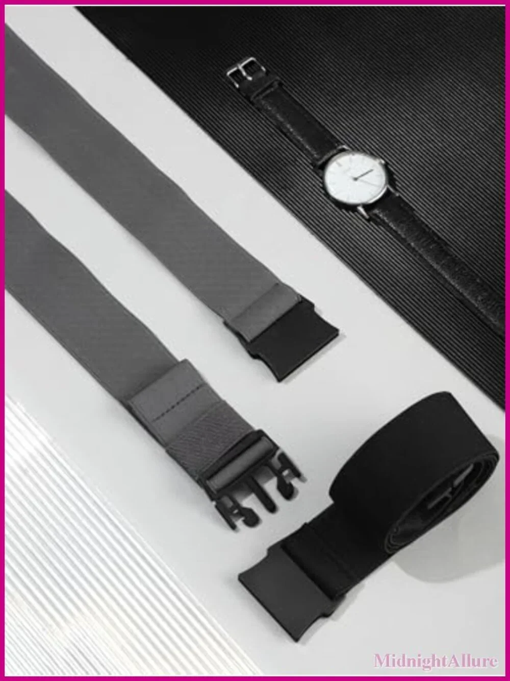 Unisex Elastic Stretch Belt 2 Pack Non Metal Buckle Adjustable